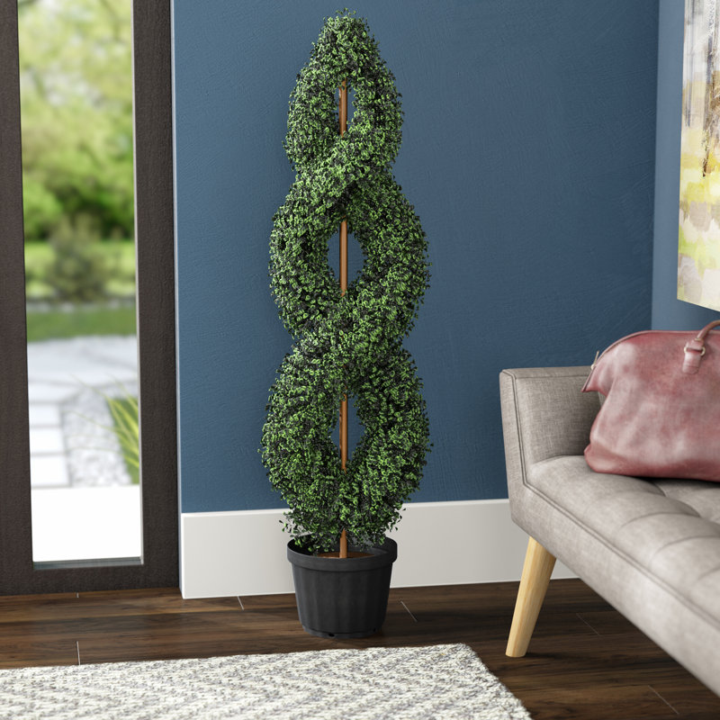 Ophelia & Co. Double Spiral Artificial Boxwood Topiary in Pot & Reviews